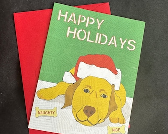 Happy Holidays Dog Greeting Card - Blank Inside