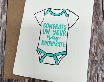 New Roommate Baby Card w/Envelope - Blank Inside