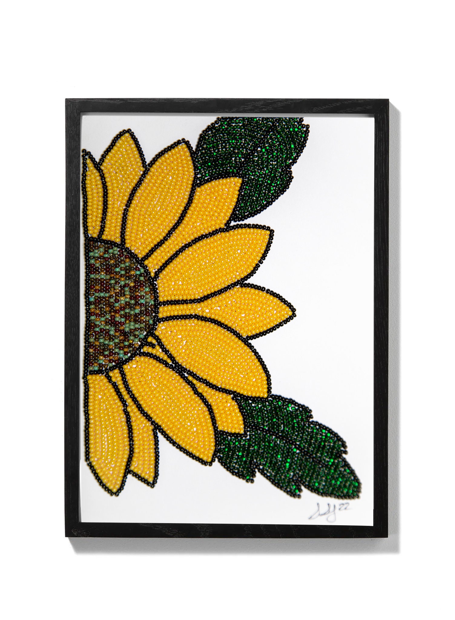 Beaded Sunflower Art, Beadwork, Beaded Card Etsy