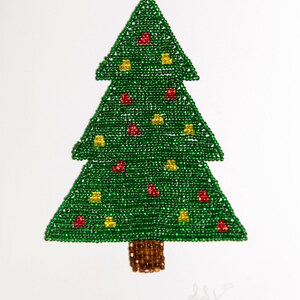 Art de l’arbre de Noël perlé, perlage, carte perlée