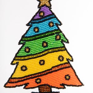 Beaded Pride Christmas Tree Art, Or 24 carats, Carte perlée