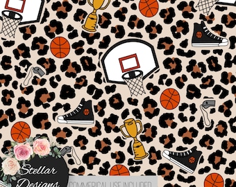 Leopard Basketball Pattern | Sublimation Design Download | Digital Paper | Basketball Printable | Animal Print, Cheetah, Background |