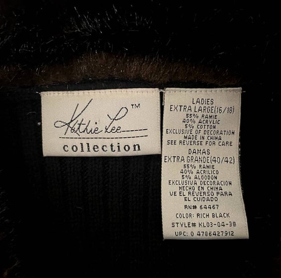 Faux Fur Collar Sweater Black Brown Zip 90s Retro… - image 3