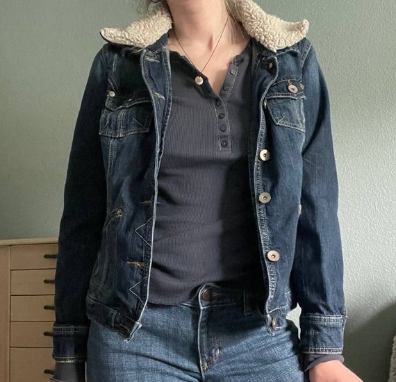 Vintage Y2k Fashion Bug Dark Denim Jean Jacket Removable Etsy
