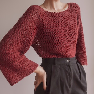 Crochet Sweater PATTERN | Top Down Pull Over Sweater | Custom Length | Advanced Level Crochet | Azores Sweater