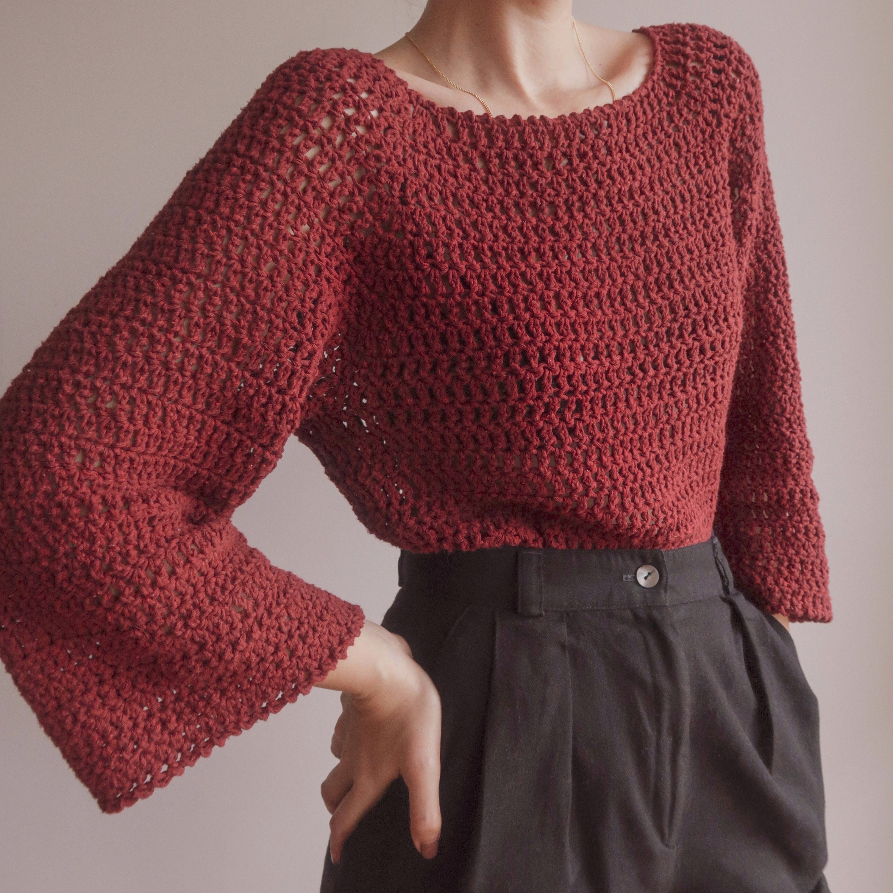 Crochet Sweater PATTERN | Top Down Pull Over Sweater