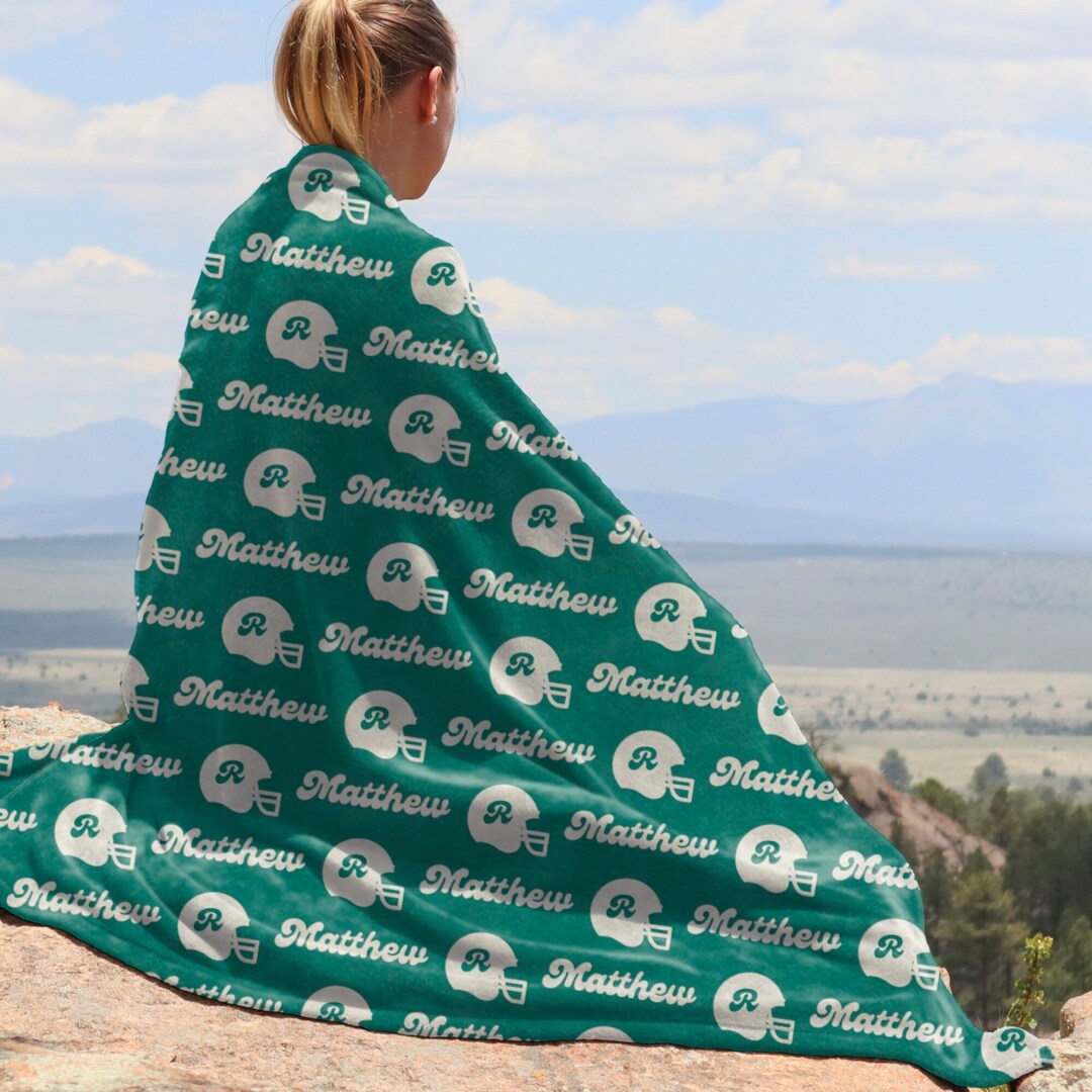 Personalized Football Helmet Blanket Custom Name & Jersey Etsy