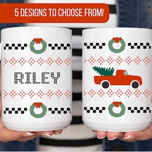 Ugly Christmas Sweater Mug, Custom Coffee Mug, Personalized Christmas Gift, Kids Hot Cocoa Mug, Stocking Stuffer Gift, Secret Santa Gift