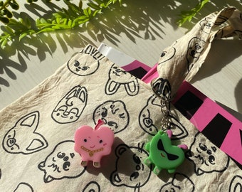 Pipi Heart Character Pin & Keychain | Stray Kids Cute Maxident-Inspired K-Pop Handmade Accessories | Perfect Fanmade Gift for STAY Fans