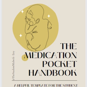 A5 Printable Medications Placement Pocket Handbook for Student Midwives and Nurses