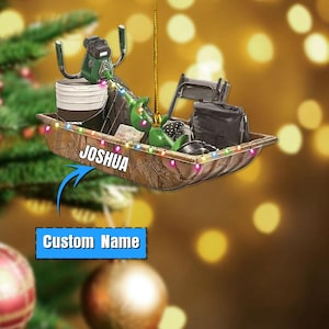 Personalisierte Fischerboot 2D FLOAT Ornament, individuelles Name Fischer Weihnachtsbaum Geschenk