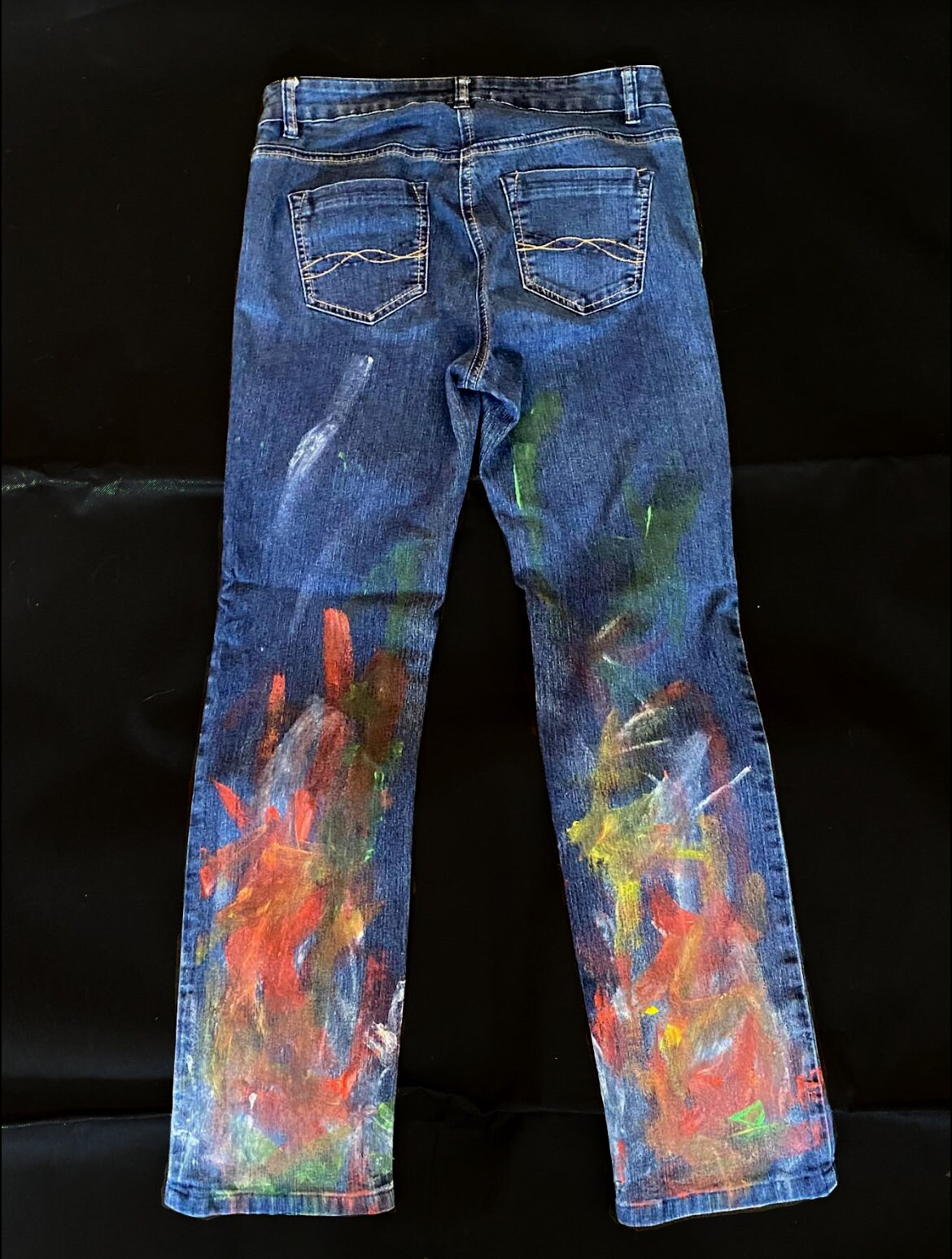 Upcycled Custom Colourful Smiley Face Painted Denim Jeans - Etsy