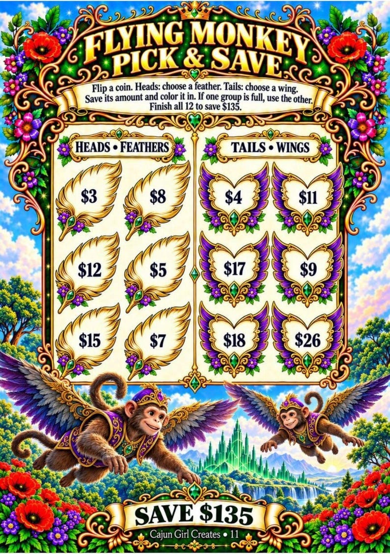 Wizard of Oz Savings Challenge Book | 20 Colorful Money Games (A5 PDF ...