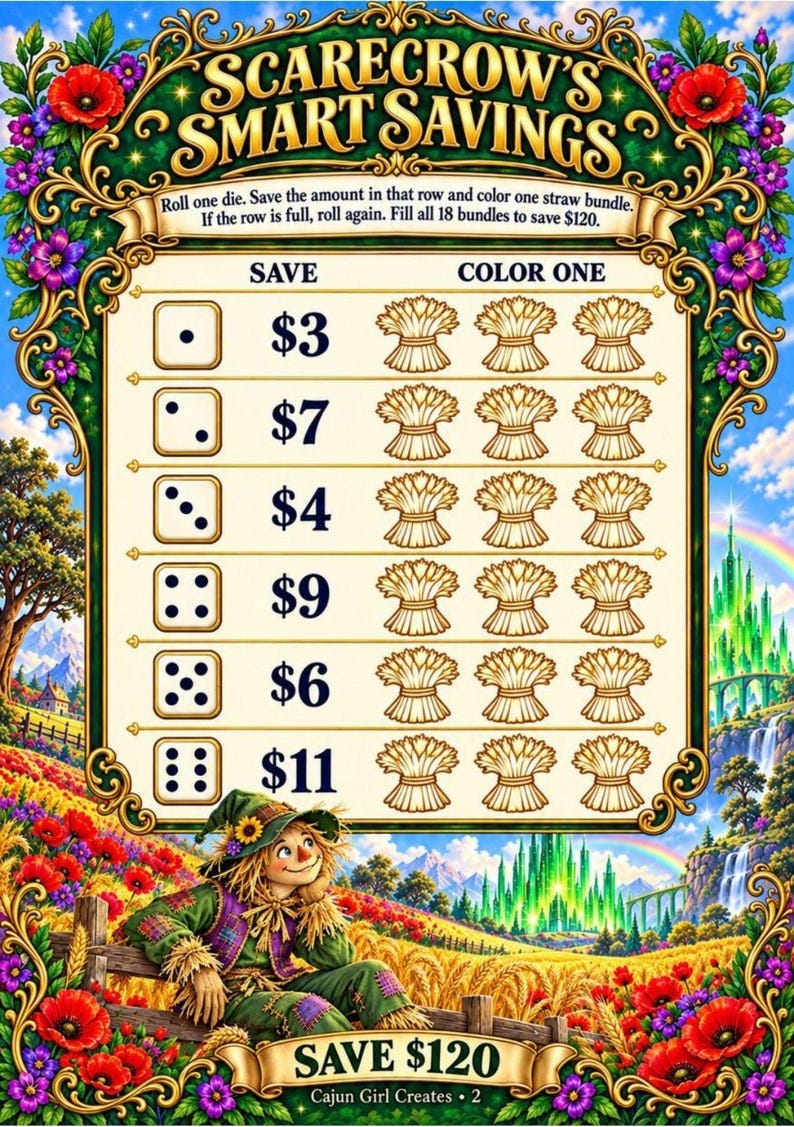 Wizard of Oz Savings Challenge Book | 20 Colorful Money Games (A5 PDF ...