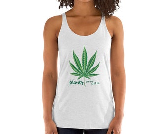 Plants Over Pills Womens Racerback Tank