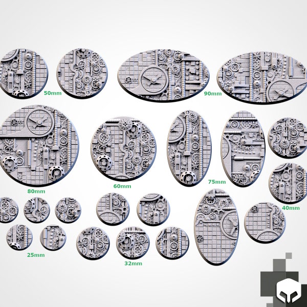 Steam Punk Industrial Bases or Tops | 25mm 32mm 40mm 50mm 60mm 80mm | Sci Fi  Wargaming | High Detail Resin Bases | Txarli Factory