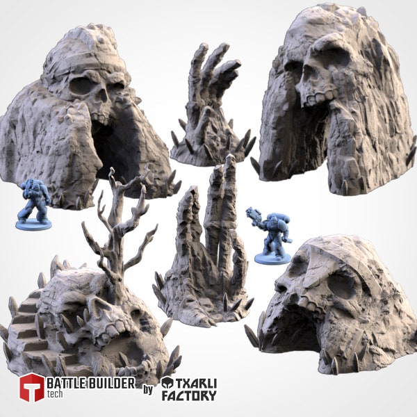 Cursed Ground Skull Rocks | Sci Fi Wargaming  RPG | High Detail Resin Terrain Scenery | Txarli Factory