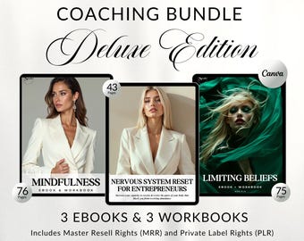 Comprehensive Coaching PLR Bundle: Nervous System Reset, Mindfulness, and Entrepreneurship Workbooks