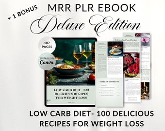 Printable Low-Carb Recipe Book Template: 100 Weight Loss Meals with MRR/PLR Rights