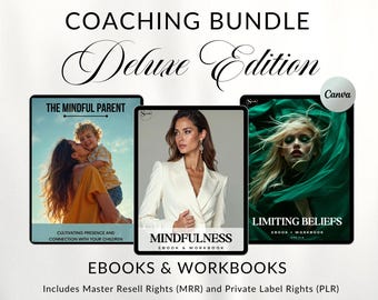MRR PLR Bundle Coaching | 3 Ebooks: Mindfulness, Limiting Beliefs, The Mindful Parent, Ebooks and Workbooks