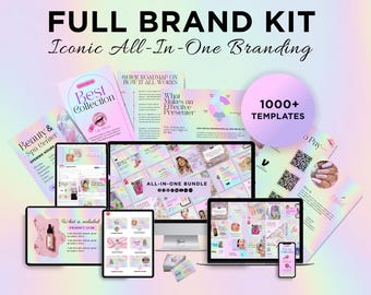 Pastel Branding Package: 1000+ Canva Templates for Social Media, Etsy, Logos & Stationery | Beauty Business, Bright Brand Kit