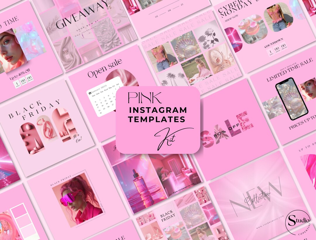 Pink Instagram Kit Beauty Canva | Templates for 100 Posts, Stories ...