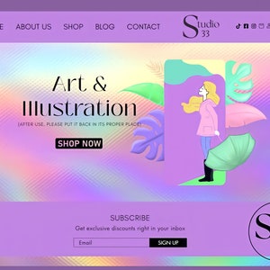 Wall Art Shopify Theme - Holographic Shopify Theme – Purple Shopify Theme – Cute Shopify Theme -Copertini Studio
