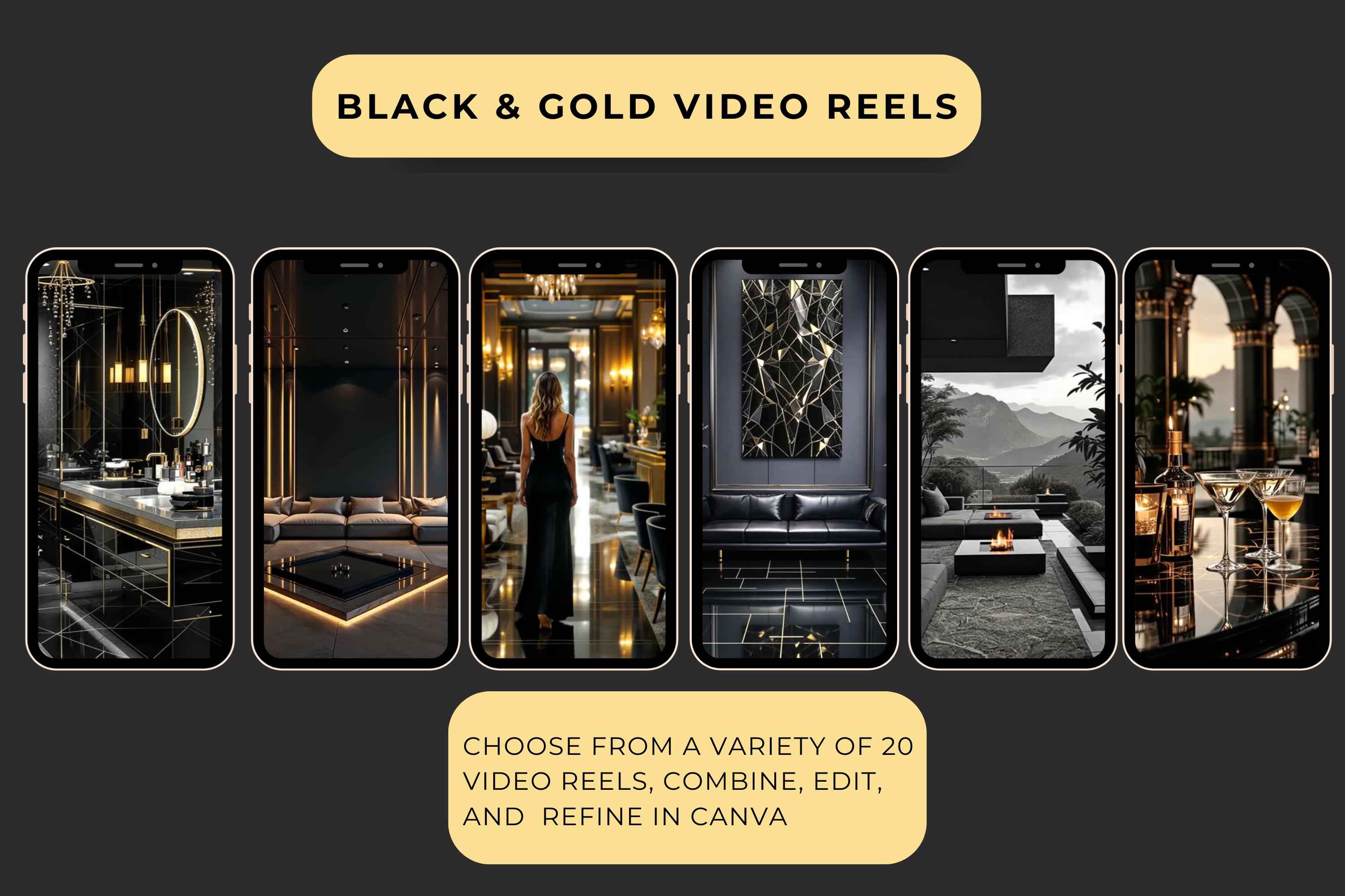 Luxury Black Instagram Template Kit: 100 Canva Designs for Posts ...