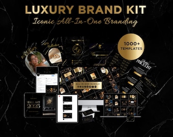 Luxury Black and Gold Brand Kit: 1000 Canva Templates for Social Media, Logos, Stationery & eBook