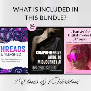 MRR PLR  bundle AI + Threads, threads unleashed Ebook, midjourney ai guide, chat gpt prompts, chat gpt mrr plr bundle, passive income bundle