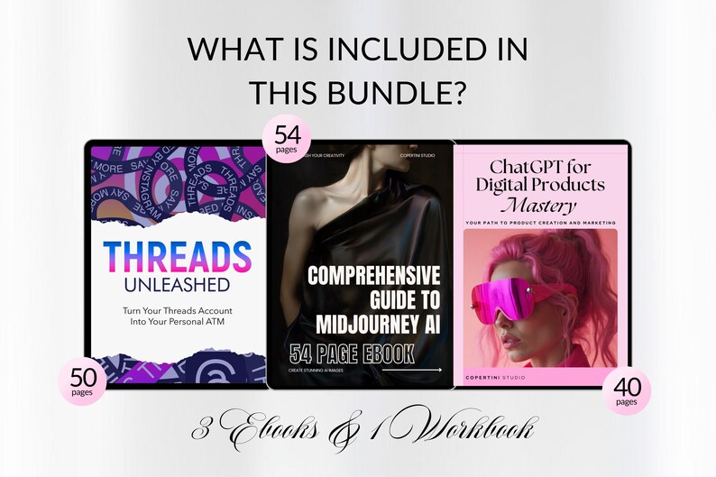 MRR PLR  bundle AI + Threads, threads unleashed Ebook, midjourney ai guide, chat gpt prompts, chat gpt mrr plr bundle, passive income bundle