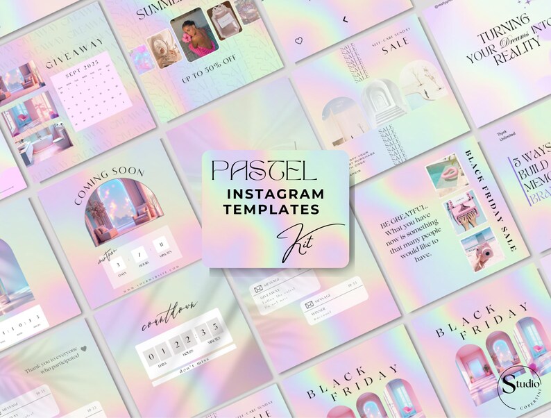 Pastel Beauty Instagram Template Kit: 145 Posts, Stories, Reels, Carousels & Covers