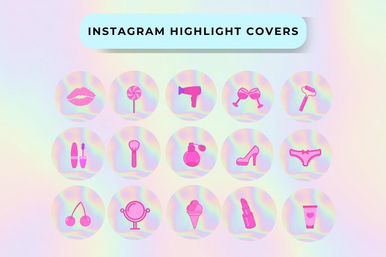 Pastel Instagram Kit, including Glamour Pastel Instagram Highlight Covers