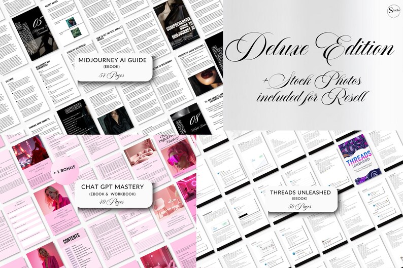 MRR PLR  bundle AI + Threads, threads unleashed Ebook, midjourney ai guide, chat gpt prompts, chat gpt mrr plr bundle, passive income bundle