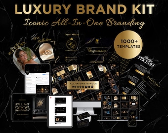 Luxury Black and Gold Brand Kit: 1000 Canva Templates for Social Media, Logos, Stationery & eBook