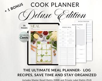 Weekly Cook Planner: Printable Cooking Organizer with Grocery List and Food Journal