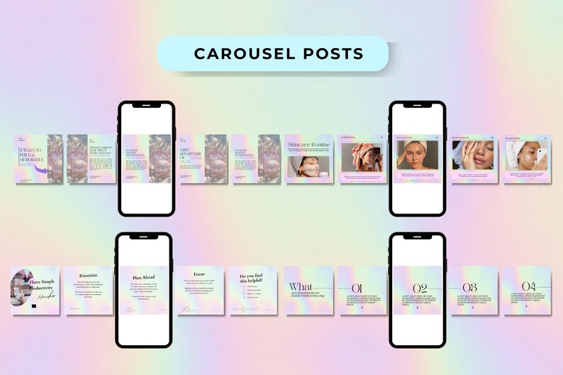 Pastel Beauty Instagram Template Kit: 145 Posts, Stories, Reels, Carousels & Covers