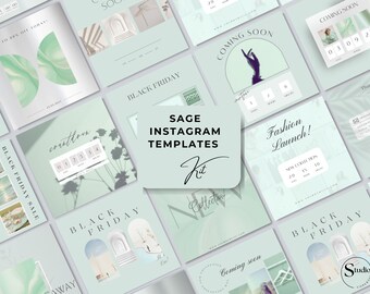 Sage Instagram Kit: 200 Canva Templates for Posts, Stories, Reels & Covers, Eco Green Bundle
