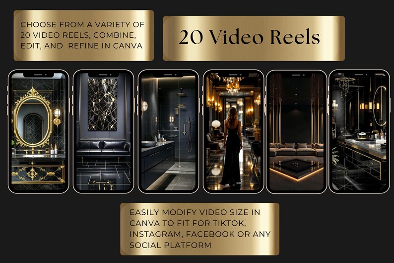 Luxury Black and Gold Brand Kit: 1000 Canva Templates for Social Media ...