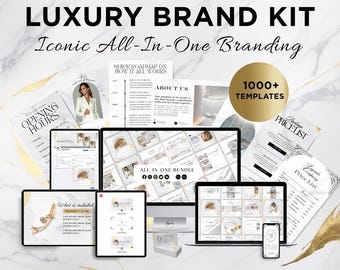 Full Branding Kit: 1000 Templates Canva for Social Media, Logos & Stationery, White Brand Kit Elegant