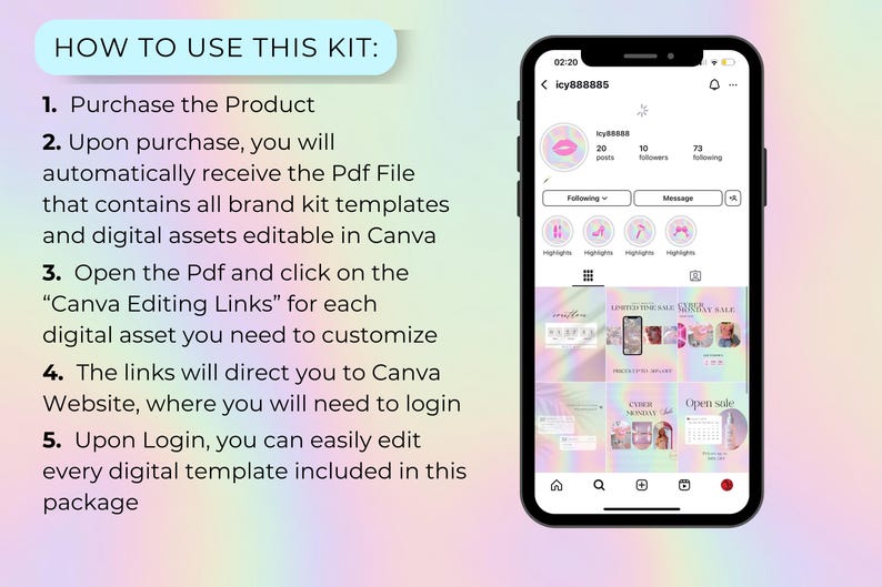 Pastel Beauty Instagram Template Kit: 145 Posts, Stories, Reels, Carousels & Covers