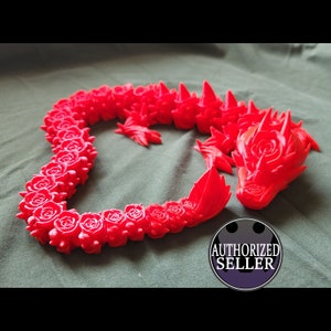 21&quot; Articulating Rose Dragon, Fidget Toy, Wiggle Pet, Articulated Toy, 3D Printed, Tik Tok
