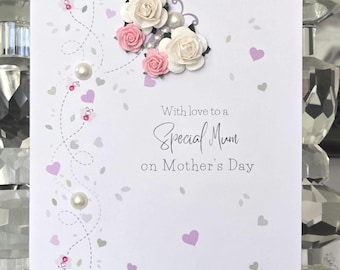 Tarjeta del Día de la Madre, tarjeta del Día de la Madre con flores, tarjeta especial del Día de la Madre, tarjeta del Día de la Madre con ramo, Día de la Madre para mamá