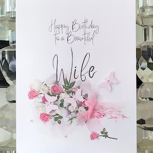 Tarjeta de esposa de feliz cumpleaños, tarjeta de cumpleaños de esposa, tarjeta de cumpleaños de esposa hermosa, tarjeta de cumpleaños con nombre personalizado, tarjeta de cumpleaños de esposa,
