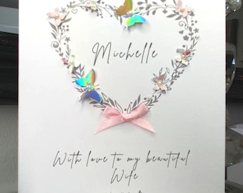 Happy birthday wife, beautiful wife birthday card, personalised name birthday card, wife birthday card, personalised wife card