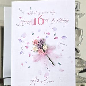 Happy 16e verjaardagskaart, 16e verjaardagskaart, speciale 16e verjaardagskaart, gepersonaliseerde verjaardagskaart, bloem 16e verjaardagskaart,