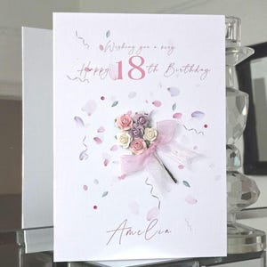 Happy 18th birthday card, 18th birthday card, special 18 birthday card, personalised birthday card, flower 18th birthday card,