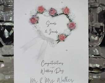 Tarjeta de boda especial personalizada, tarjeta de boda hecha a mano, tarjeta de boda personalizada, tarjeta de nombres de boda, tarjeta de matrimonio, tarjeta de novia y novio