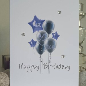 Cartão de nome e idade personalizado, cartão de aniversário de 16, 18, 21, 30, 40, 50, 60 etc. para ele, cartão de aniversário de menino, cartão de aniversário de homem
