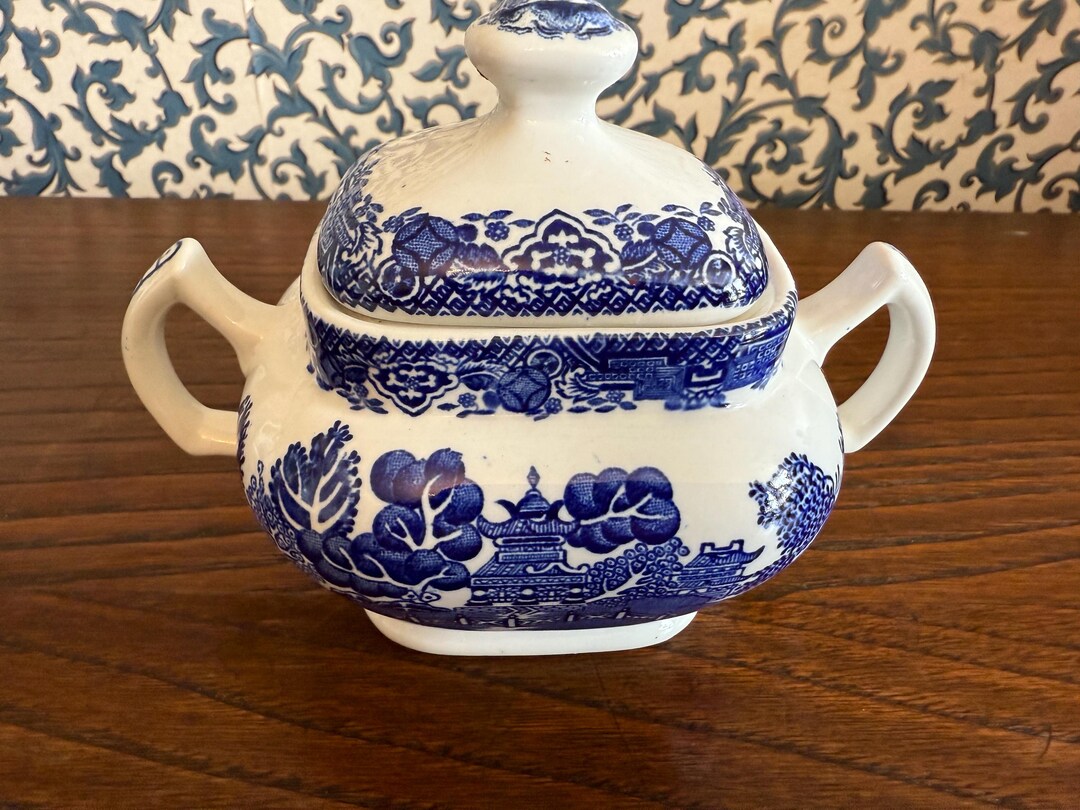 Vintage Woods and Sons Sugar Pot in the Willow Pattern Etsy